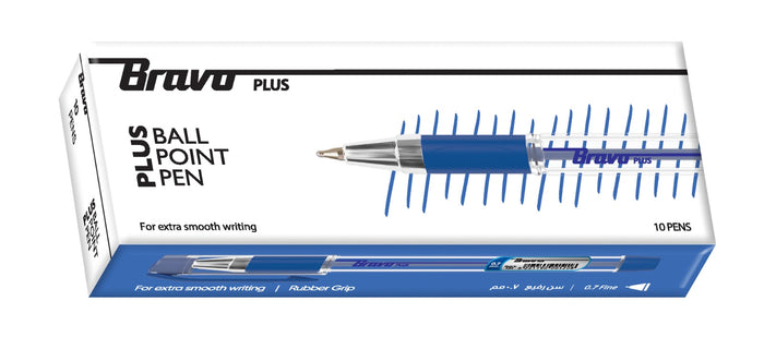 Bravo Plus Ballpoint Pen- 10 Pen - Blue
