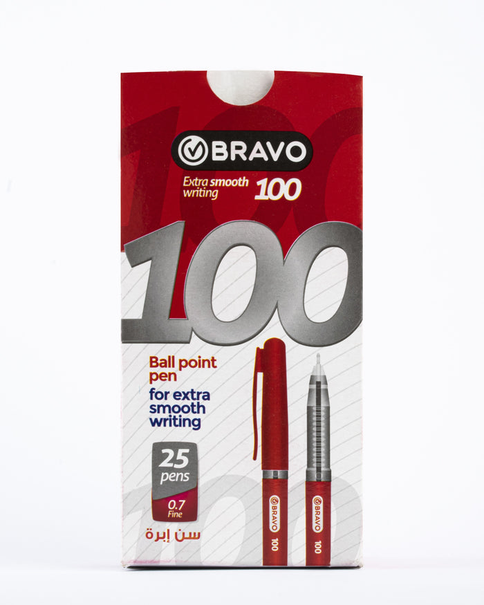 Ballpoint Pen Bravo 100 - 25 Pen - Red