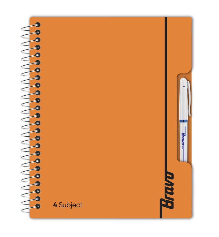 New Bravo NoteBook 4 Subject  - Orange