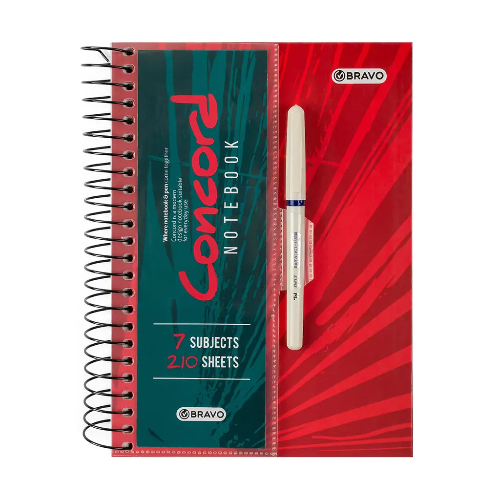 دفتر كونكورد مع قلم A4 - أحمر