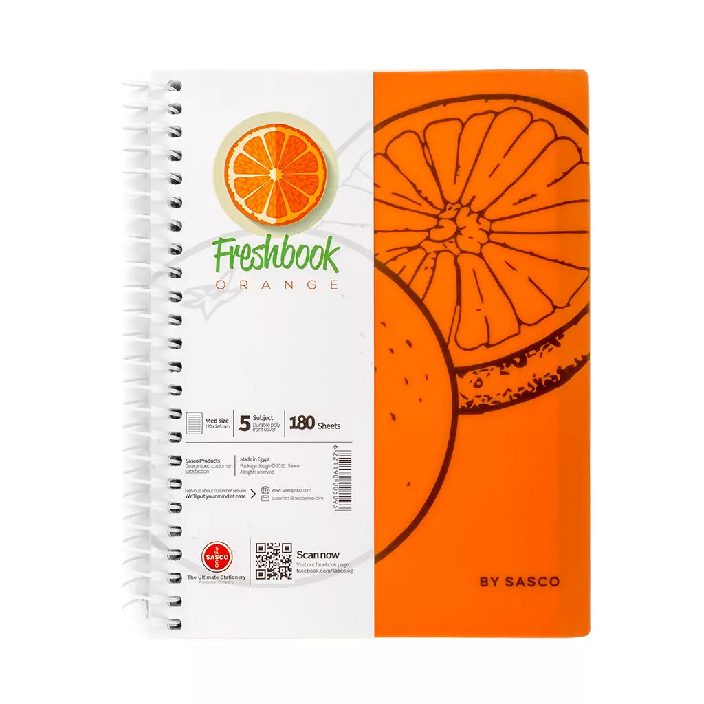 Fresh Notebook A5 180 Sheets -Orange