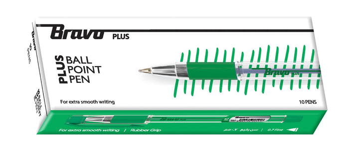 Bravo Plus Ballpoint Pen - 10 Pen - Green
