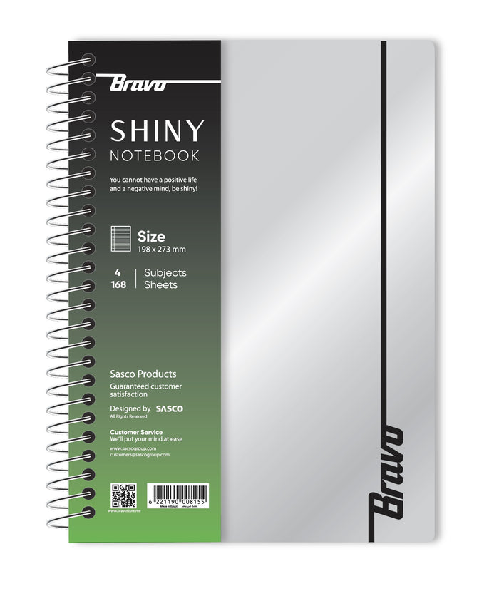 New Shiny Notebook 4 Subject  - Silver & Green