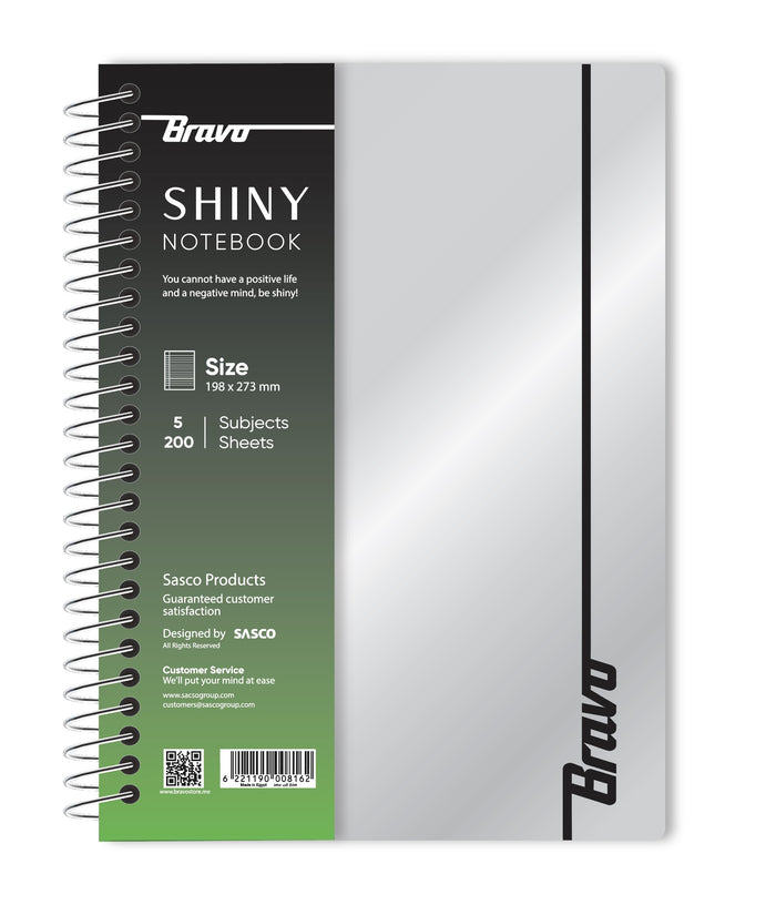 New Shiny Notebook 5 Subject  - Silver & Green