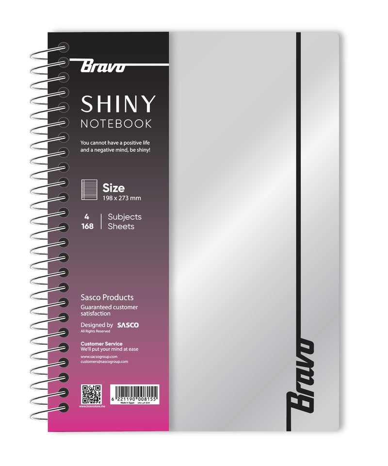 New Shiny Notebook 4 Subject  - Silver & Red
