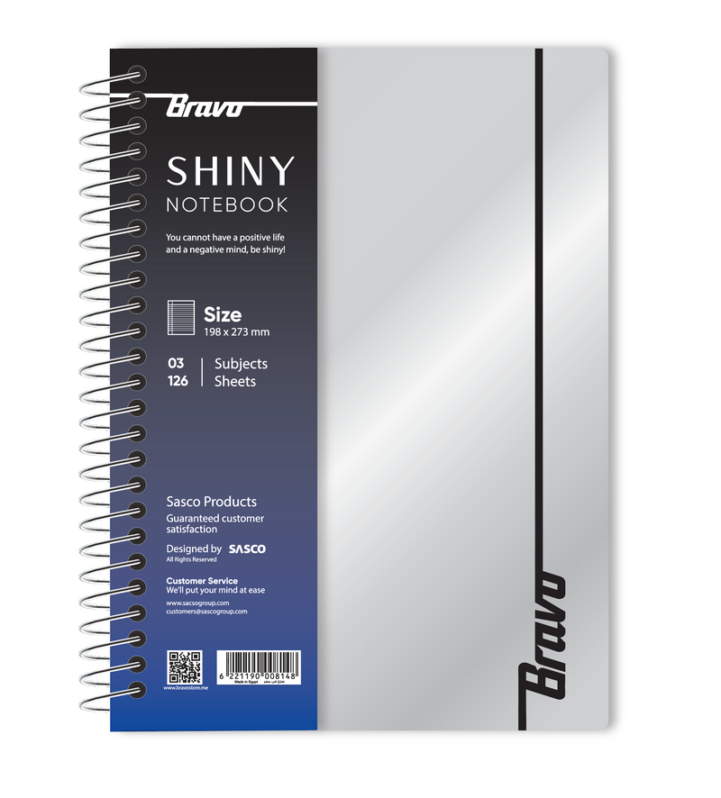 New Shiny Notebook 3 Subject  - Silver & Blue