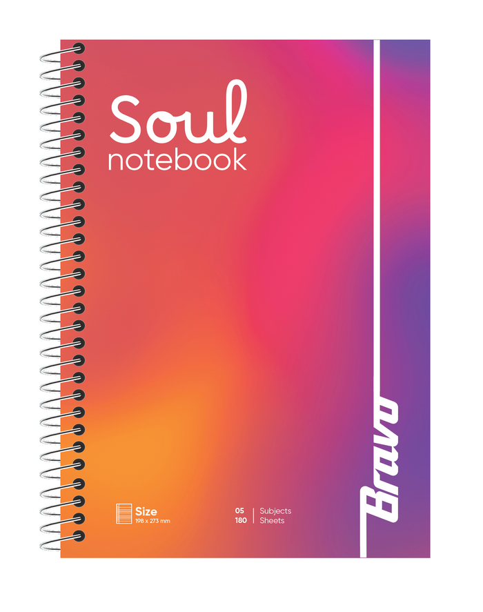 New Soul Notebook  5 Subjects - Orange * Purple