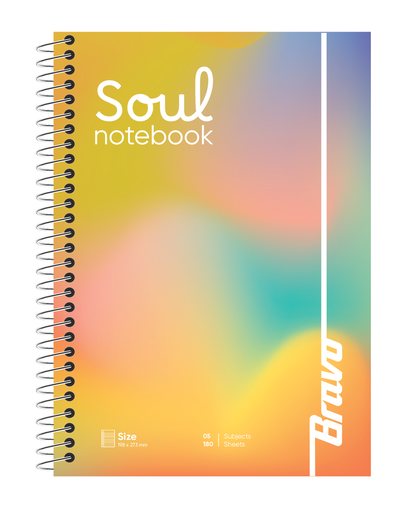New Soul Notebook  5 Subjects - Orange * light blue