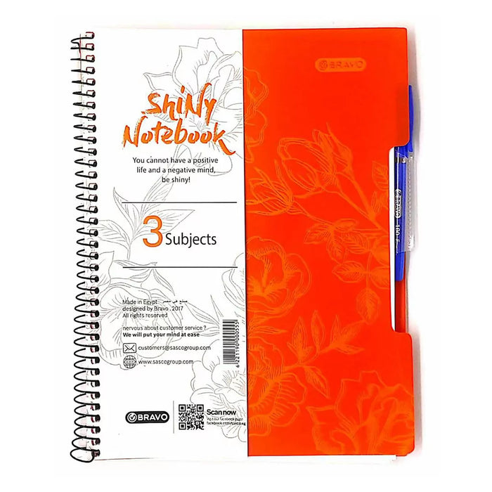 Shiny Notebook 3 Subject  - Orange