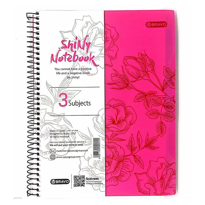 Shiny Notebook 3 Subject  - Pink