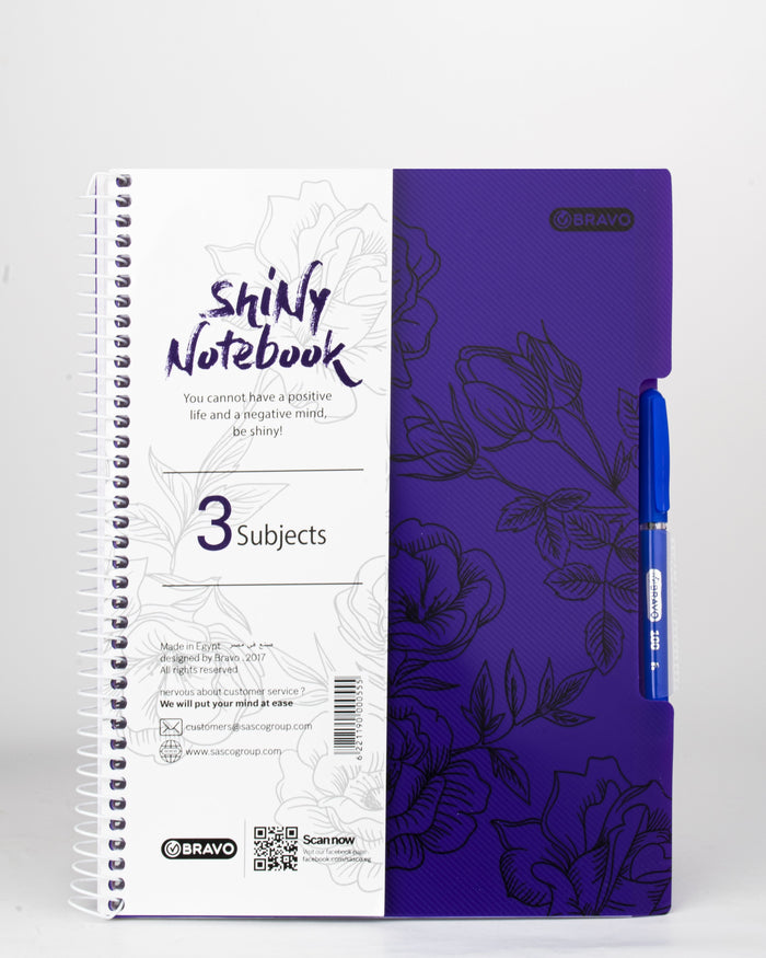Shiny Notebook 3 Subject  - Purple