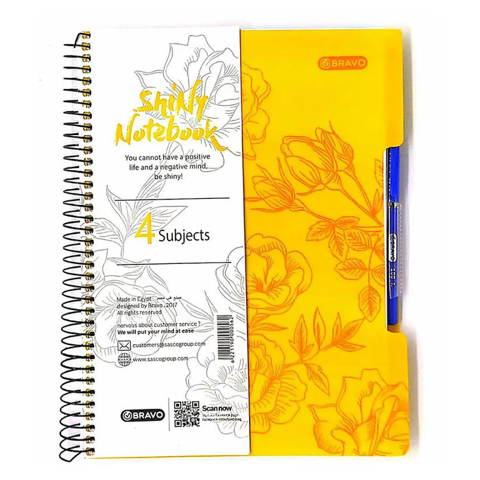 Shiny Note Book 4 Subject - Yellow