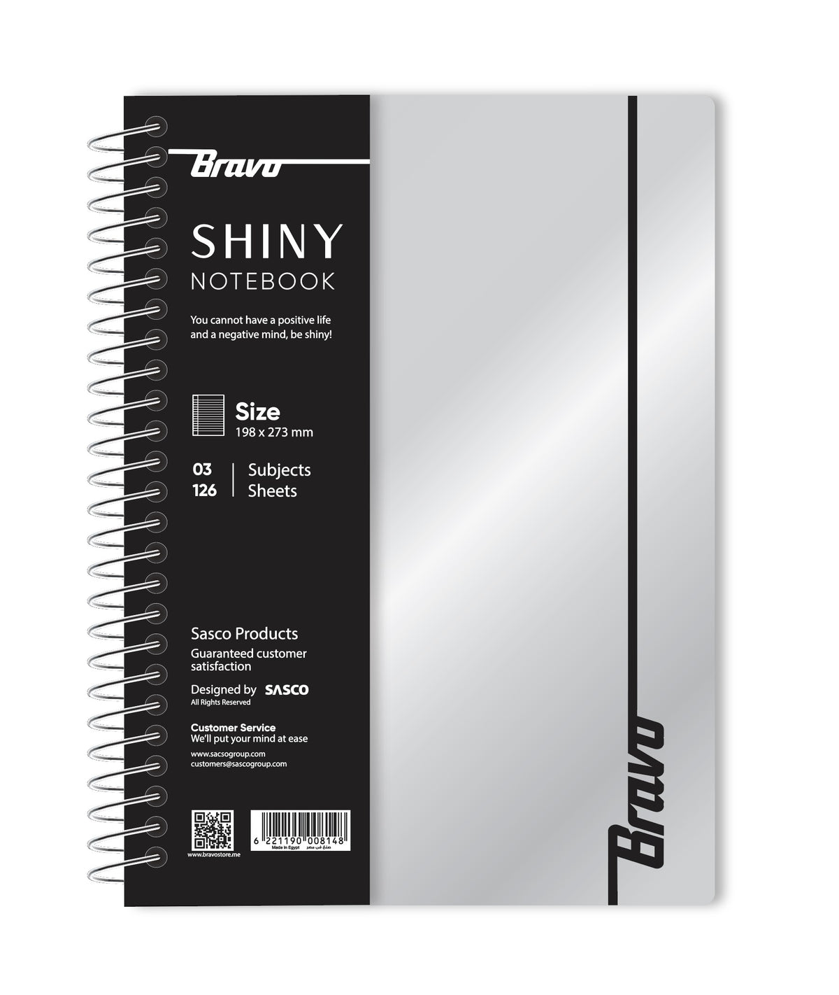 New Shiny Notebook 3 Subject  - Silver & Black