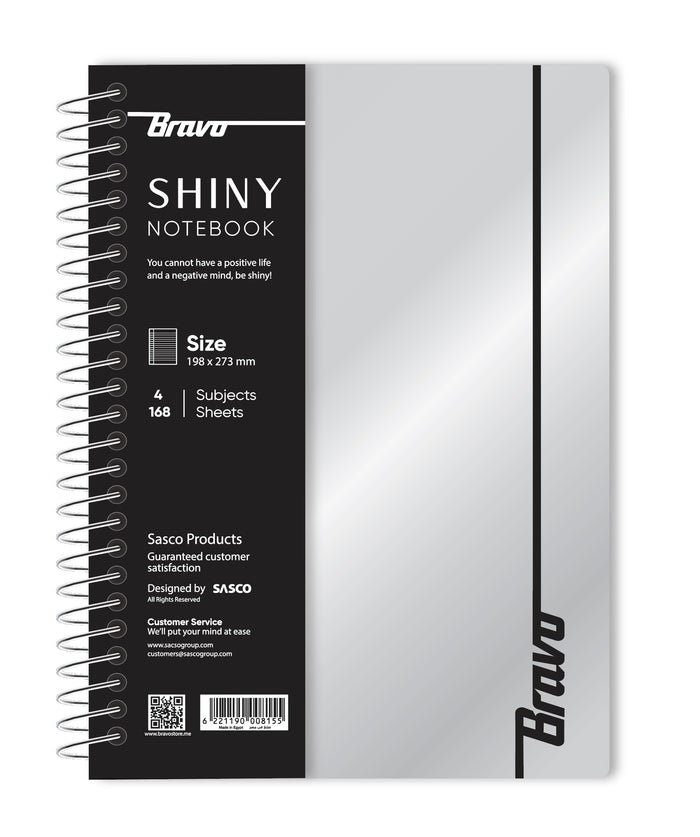 New Shiny Notebook 4 Subject  - Silver & Black