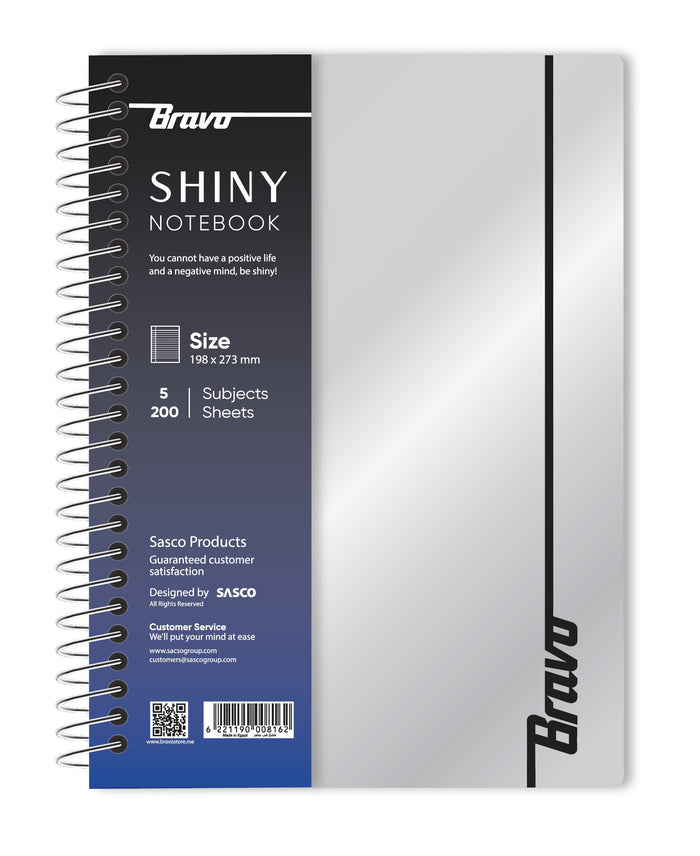New Shiny Notebook 5 Subject  - Silver & Blue