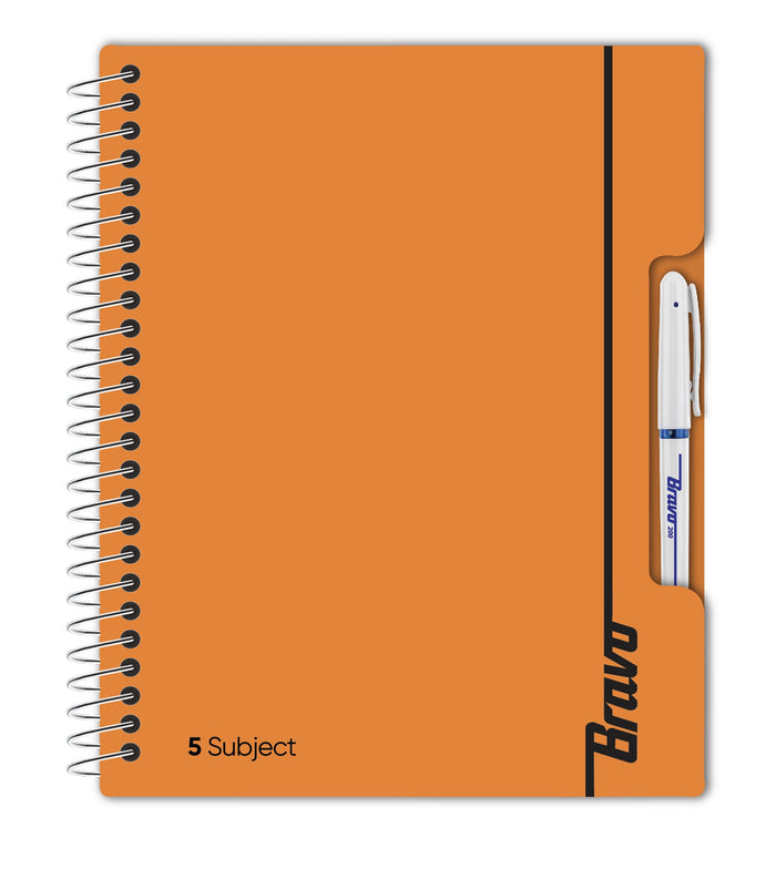 New Bravo NoteBook 5 Subject  - Orange