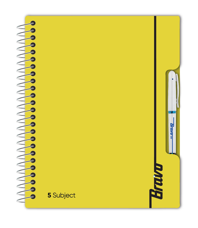 New Bravo NoteBook 5 Subject  - Yellow